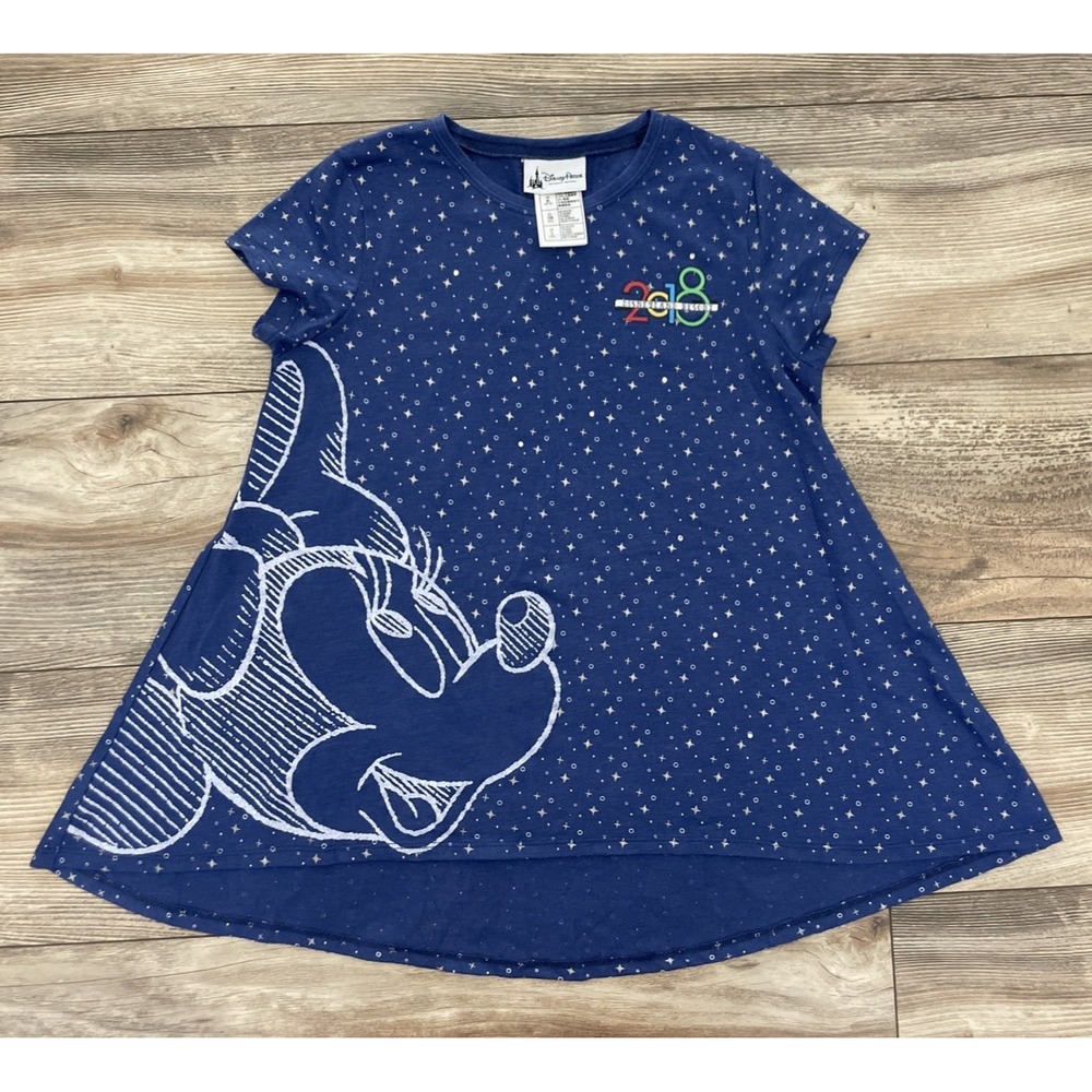 Disney Parks Girls Shirt L Blue 2018 Disneyland Resort Minnie Mouse Swing Top